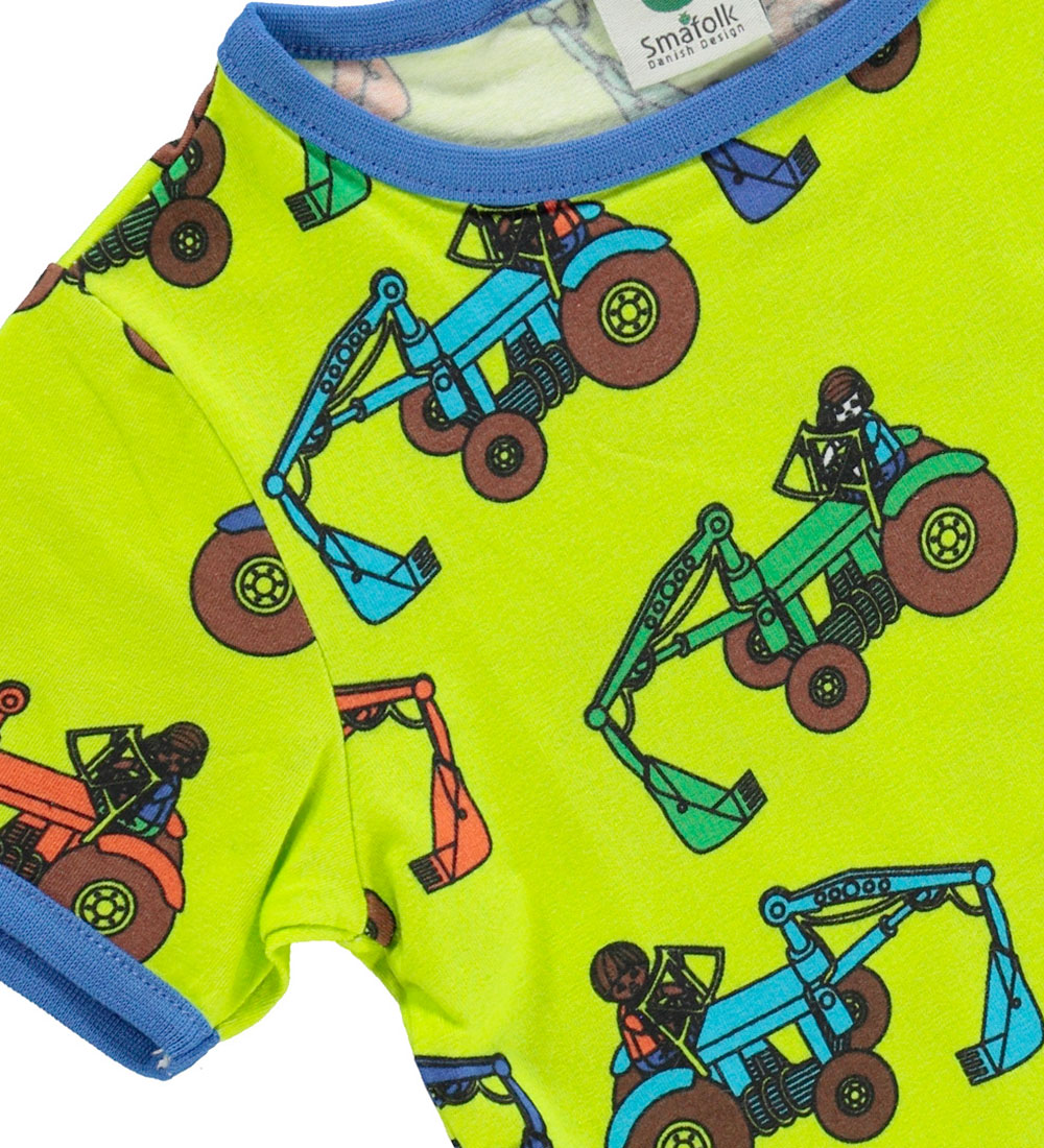 Småfolk T-shirt - Bright Green m. Traktorer