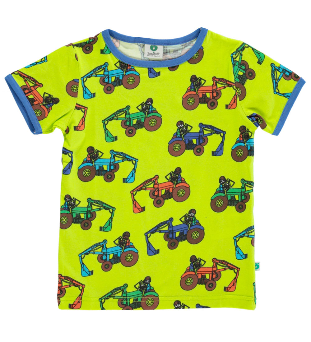 Småfolk T-shirt - Bright Green m. Traktorer