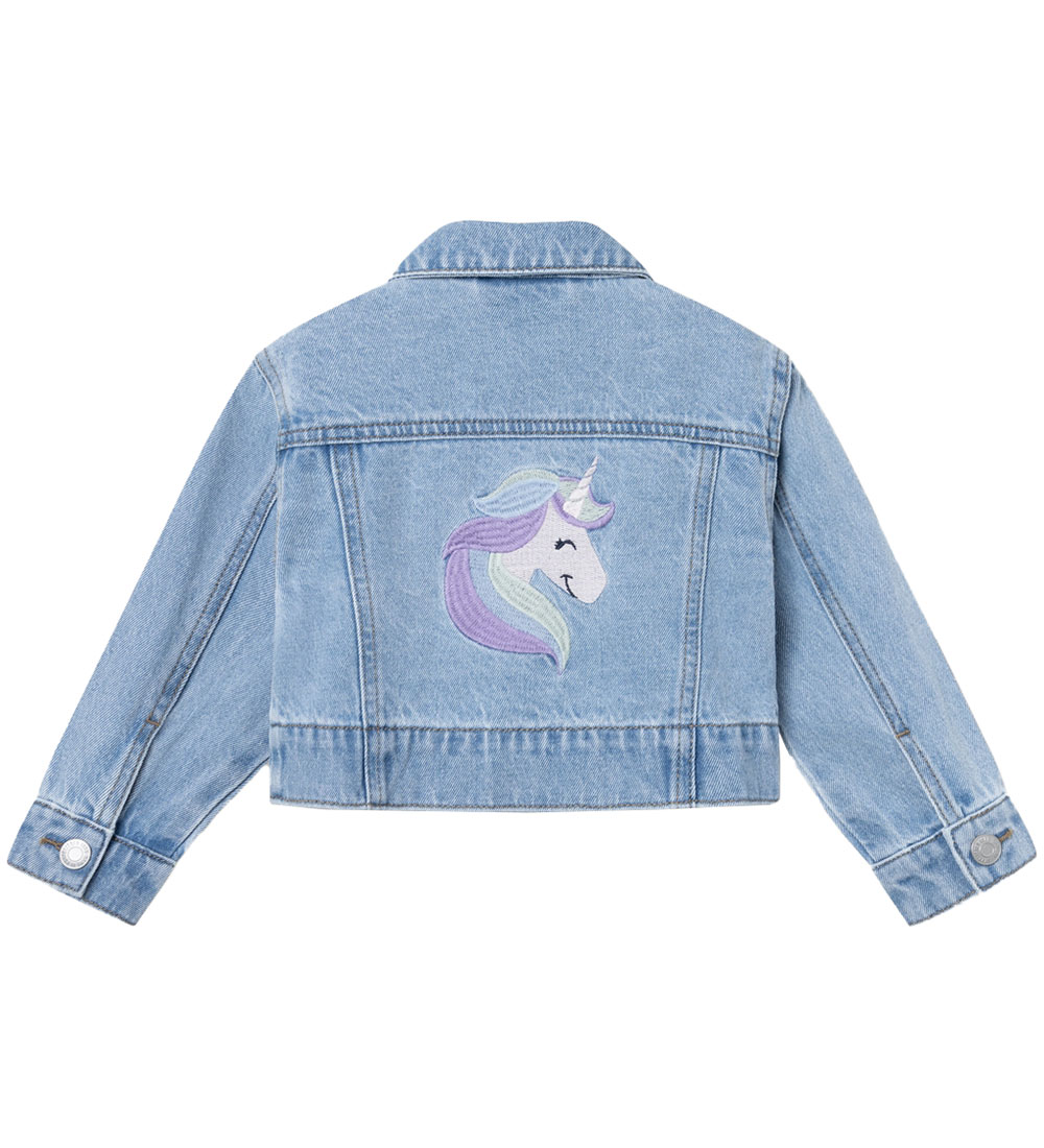 Name It Denimjakke - NmfConny - Light Blue Denim m. Enhjørning