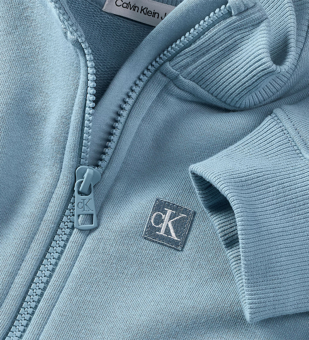 Calvin Klein Cardigan - Monogram Mini Badge - Faded Denim