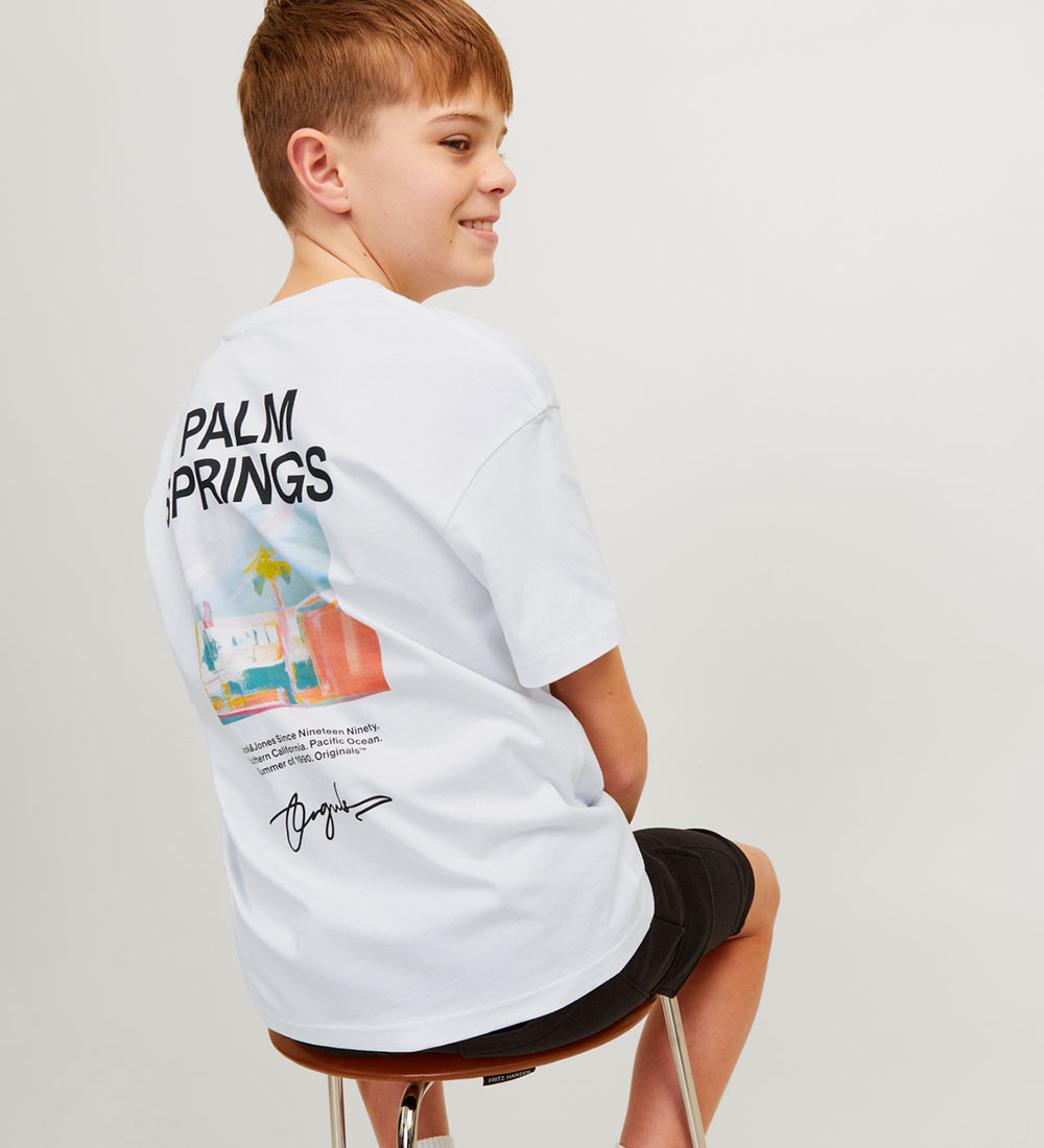 Jack & Jones T-shirt - JorAruba - Bright White m. Strand