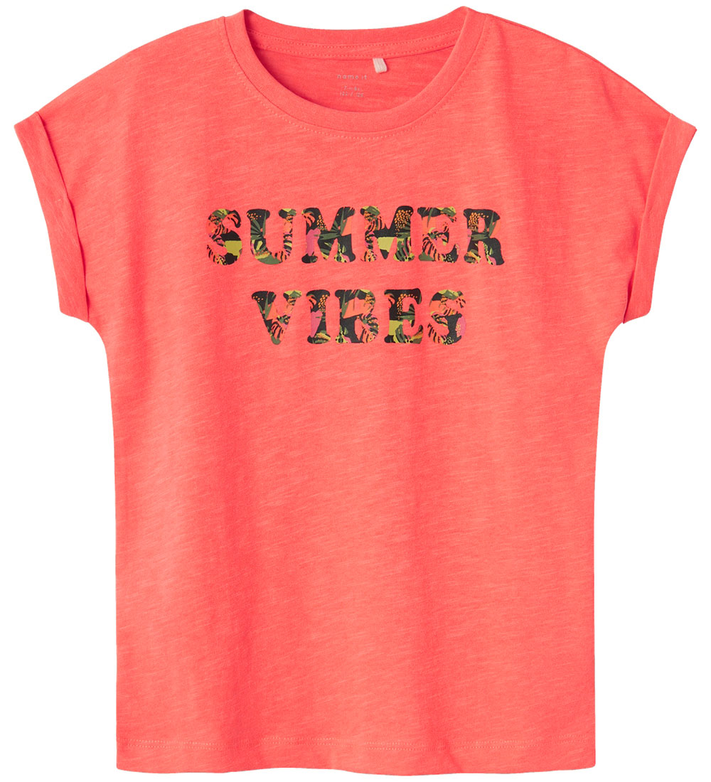 Name It T-shirt - NkfFamma - Noos - Fiery Coral
