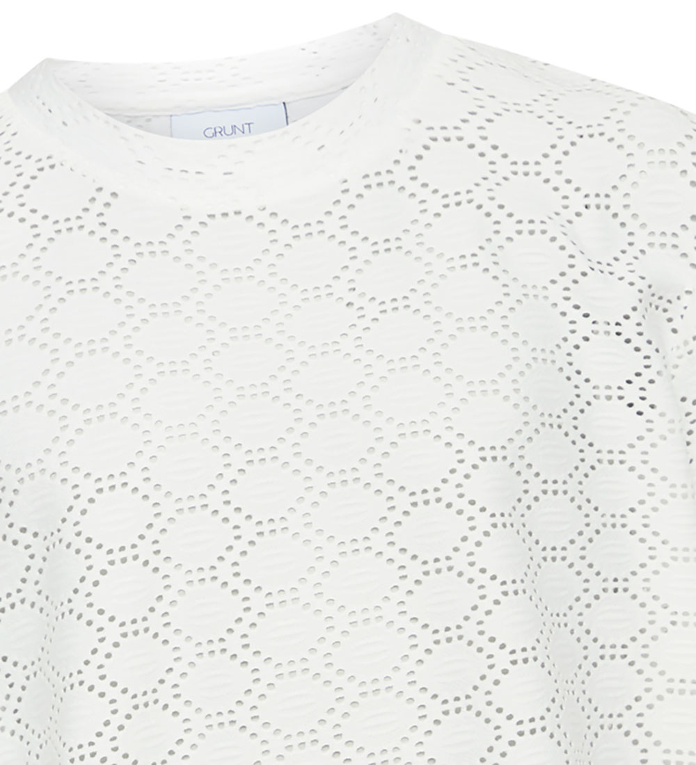 Grunt T-shirt - Elvas - Hvid m. Hulmønster