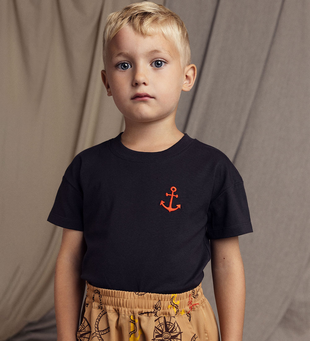 Mini Rodini T-shirt - Anchor Emb - Sort