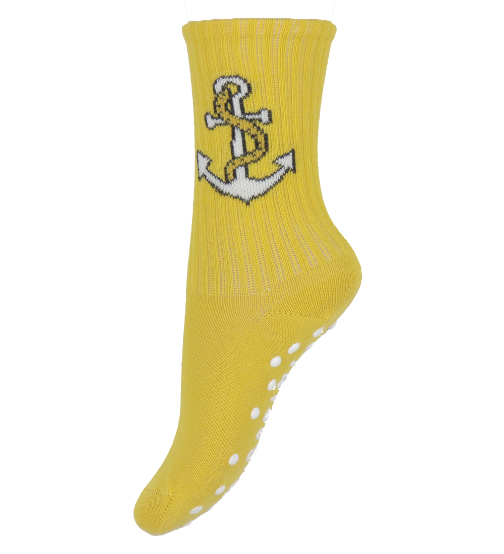 Mini Rodini Strømper - Anti Slip - 3-pak - Dolphin - Blå/Gul/Hvi