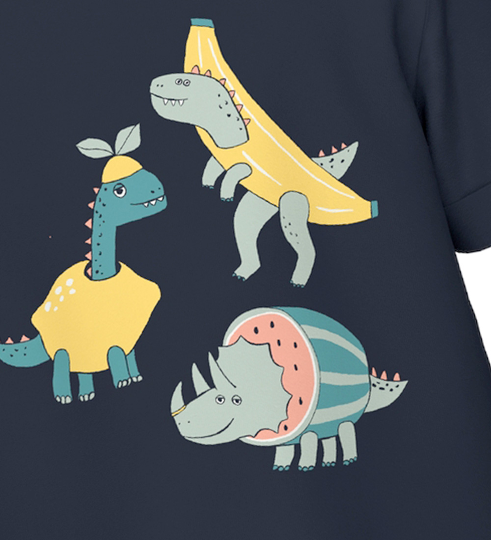 Name It T-Shirt - NmmVux - Dark Sapphire/Dinosaurs With Fruit