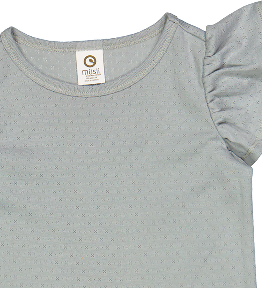 Müsli T-shirt - Pointelle Frill - Jasmin Blue