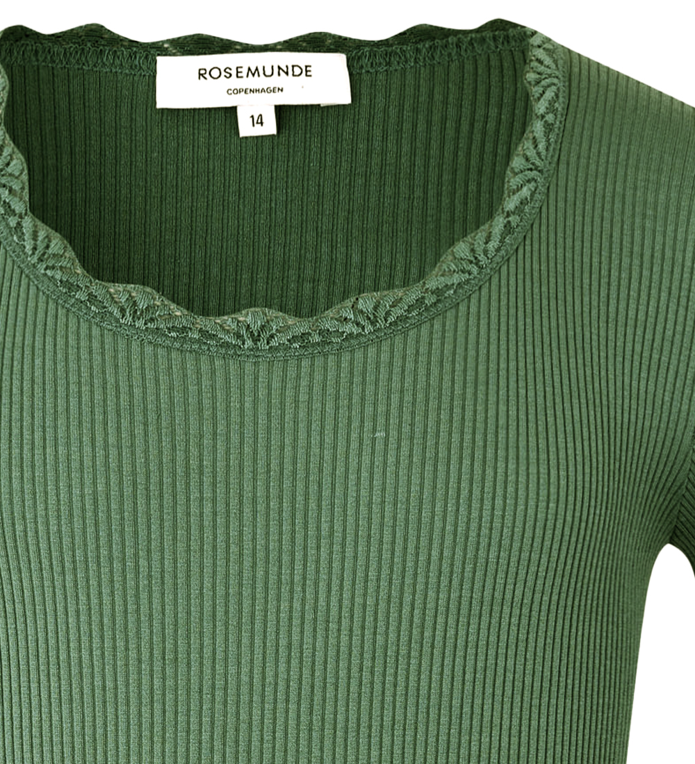 Rosemunde Bluse - Silke/Bomuld - Rib - Loden Green