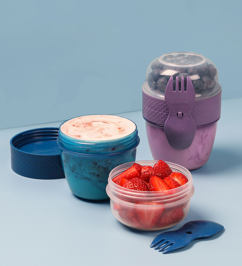 Sistema Madkasse m. Bestik - Snack Capsule - 515 ml - Blå