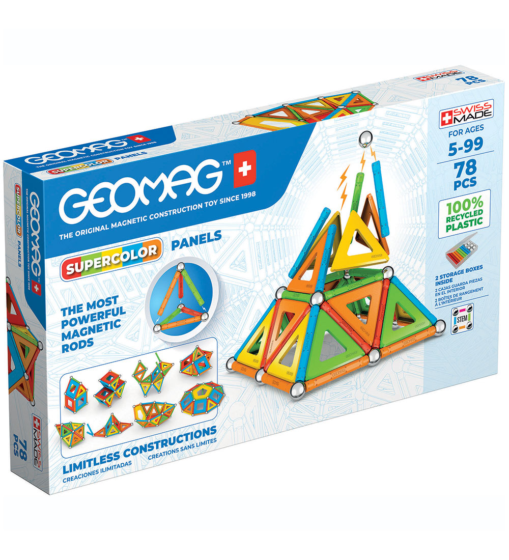 Geomag Magnetsæt - Supercolor Panels Recycled - 78 Dele