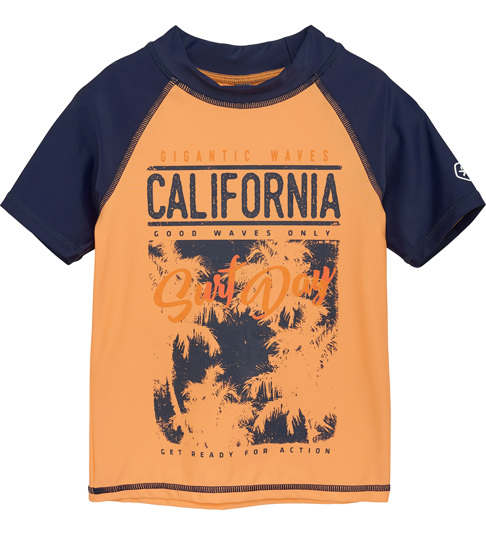 Color Kids Badebluse - Tangerine/Sort m. Print