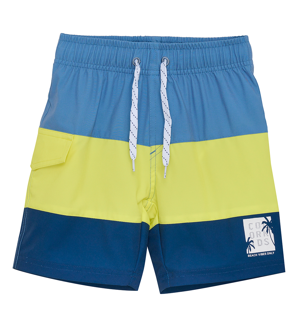 Color Kids Badeshorts - Støvet blå/Limelight/Navy