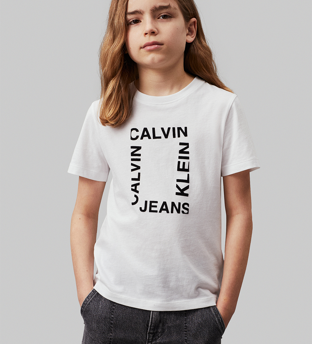 Calvin Klein T-shirt - Maxi Hero Flock Logo - Bright White