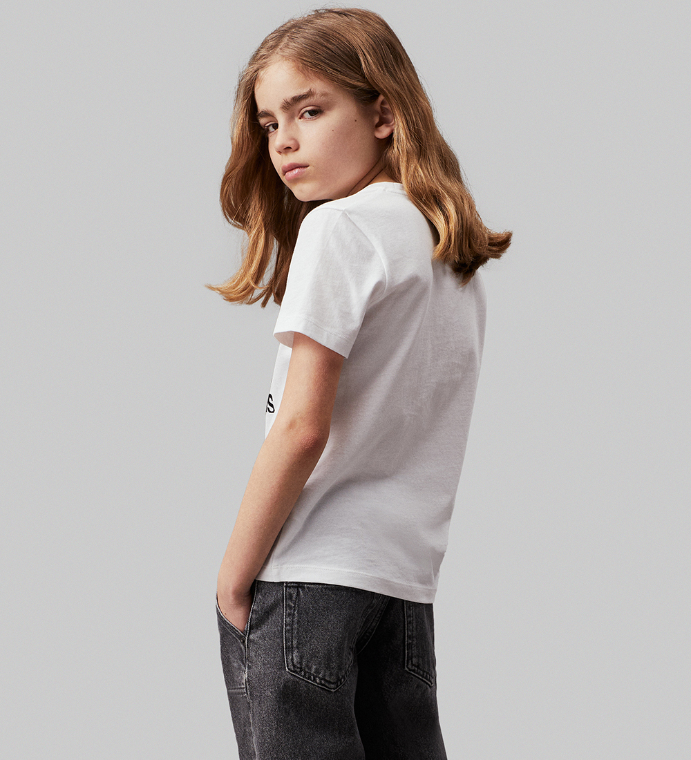 Calvin Klein T-shirt - Maxi Hero Flock Logo - Bright White