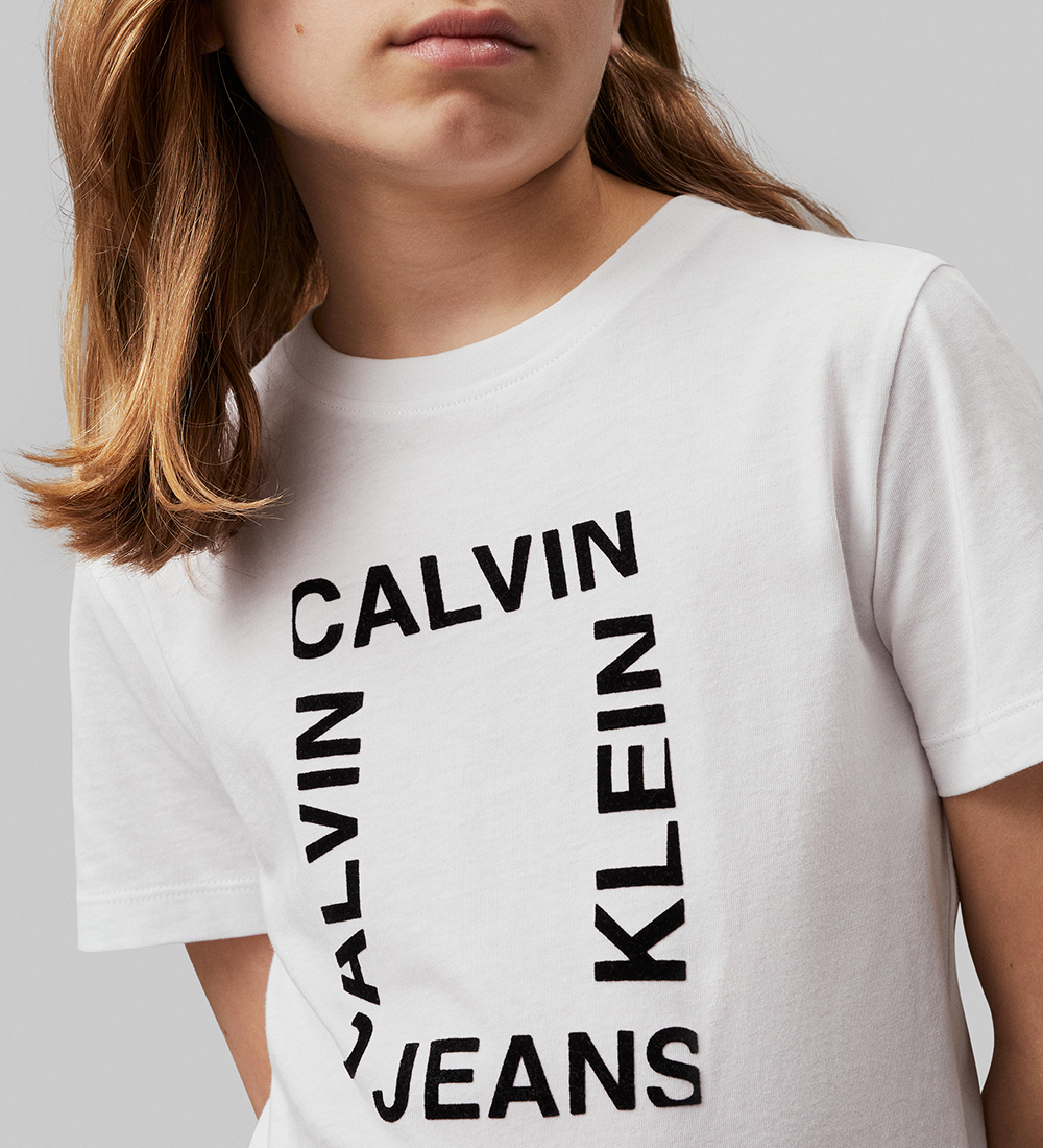 Calvin Klein T-shirt - Maxi Hero Flock Logo - Bright White