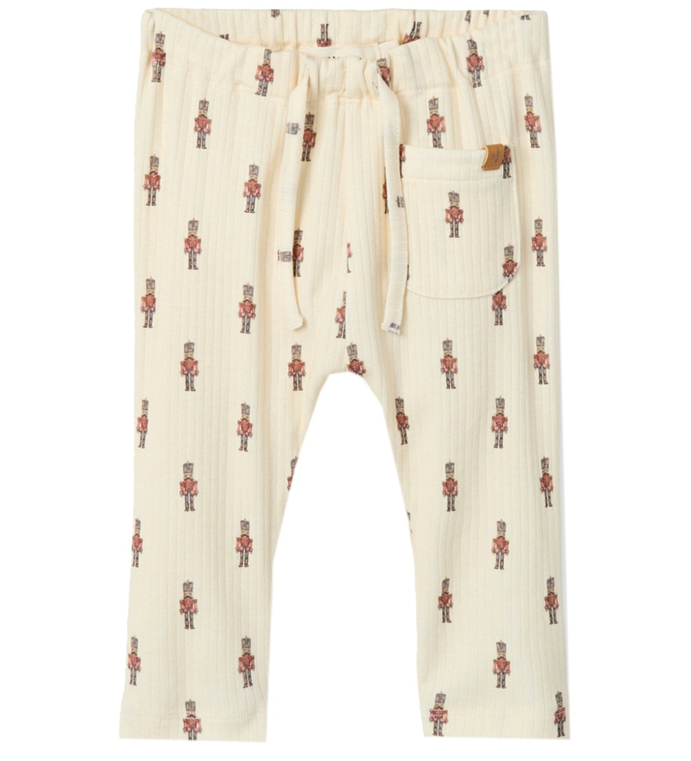 Lil' Atelier Bukser - Rib - NbmGio - Turtledove m. Tinsoldater