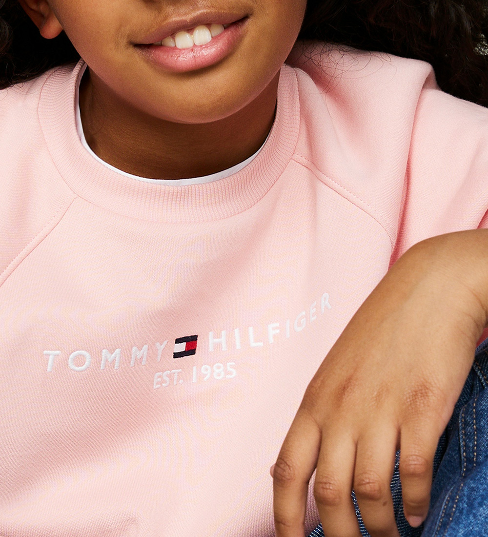 Tommy Hilfiger Sweatshirt - Cropped - Essential - Soft Rose