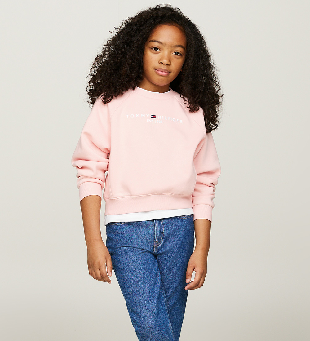 Tommy Hilfiger Sweatshirt - Cropped - Essential - Soft Rose