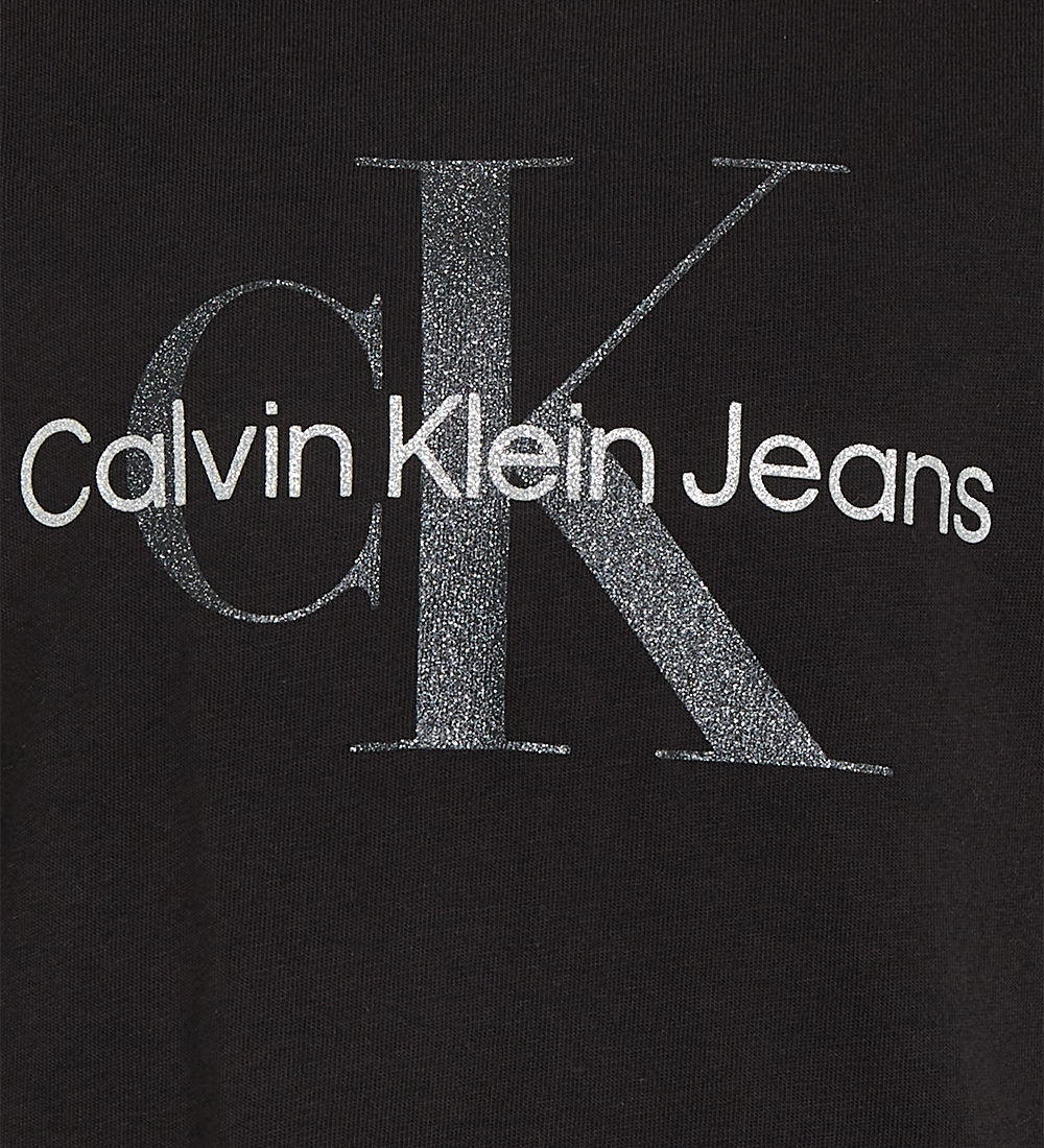 Calvin Klein T-shirt - Glitter Monogram Boxy - Ck Black