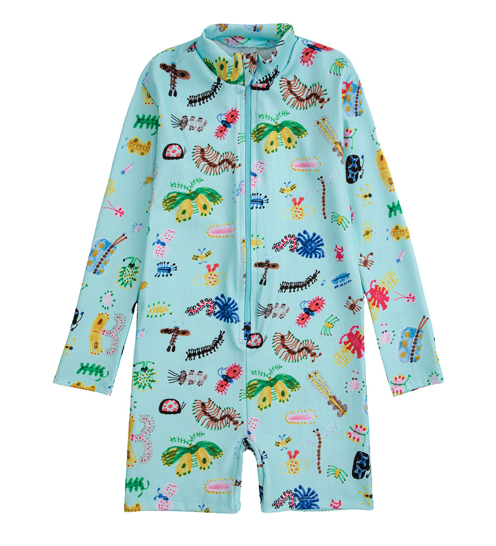 Bobo Choses Badeheldragt - UV50+ - Rib - Funny Insects - Aqua Bl