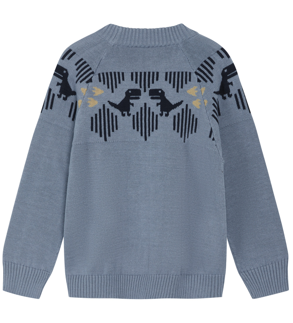 Hust and Claire Bluse - Strik - Porter - Faded Blue m. Dinosaure