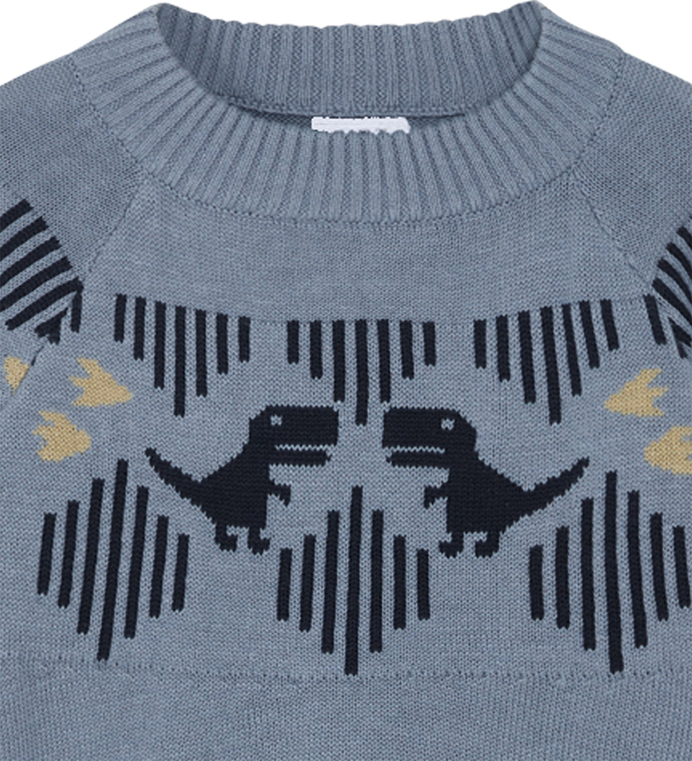Hust and Claire Bluse - Strik - Porter - Faded Blue m. Dinosaure