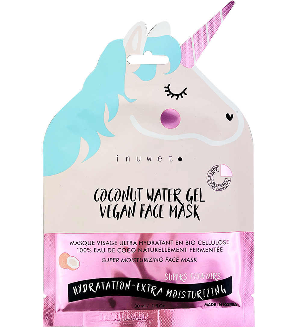Inuwet Ansigtsmaske - Unicorn - Bio Cellulose - Coconut - Pink