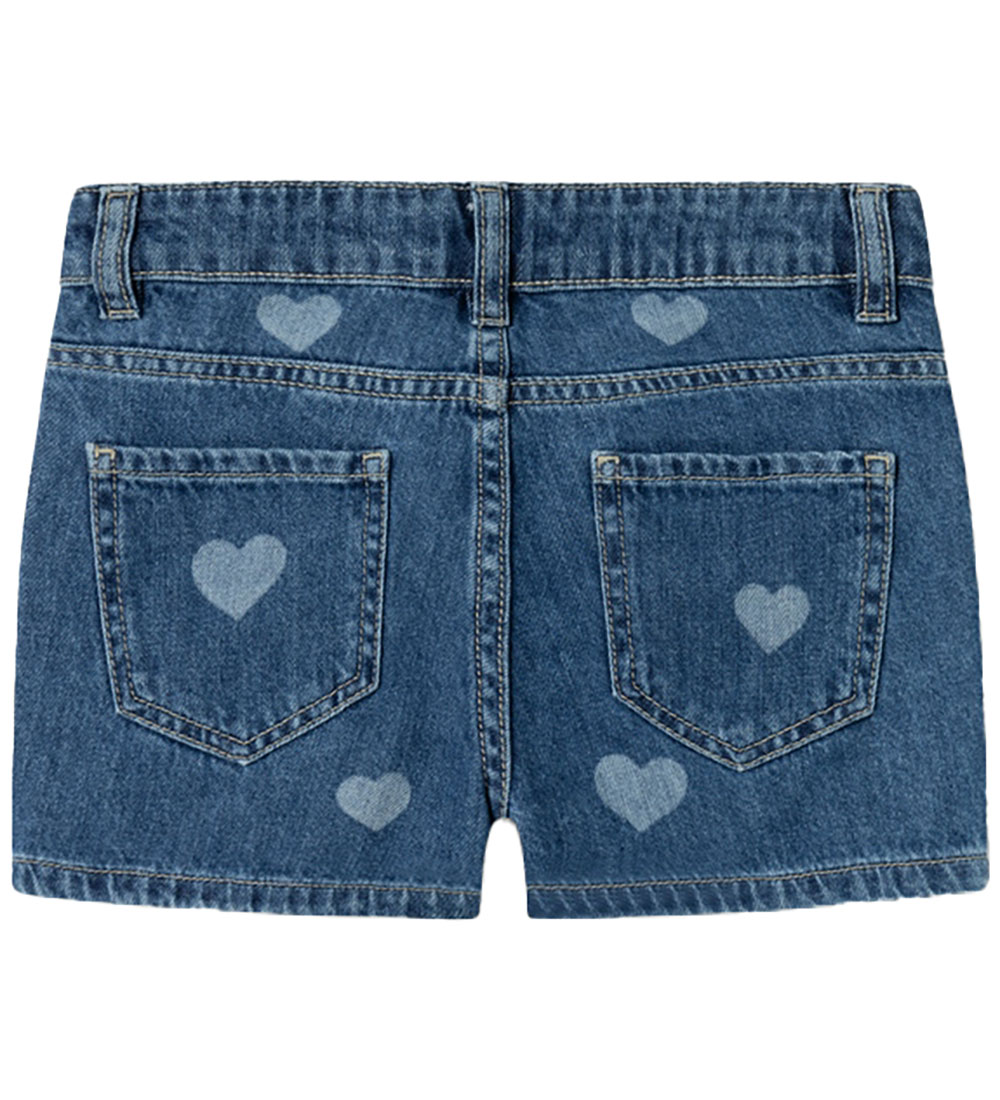 Name It Shorts - NkfRose - Denim Blue m. Hjerter