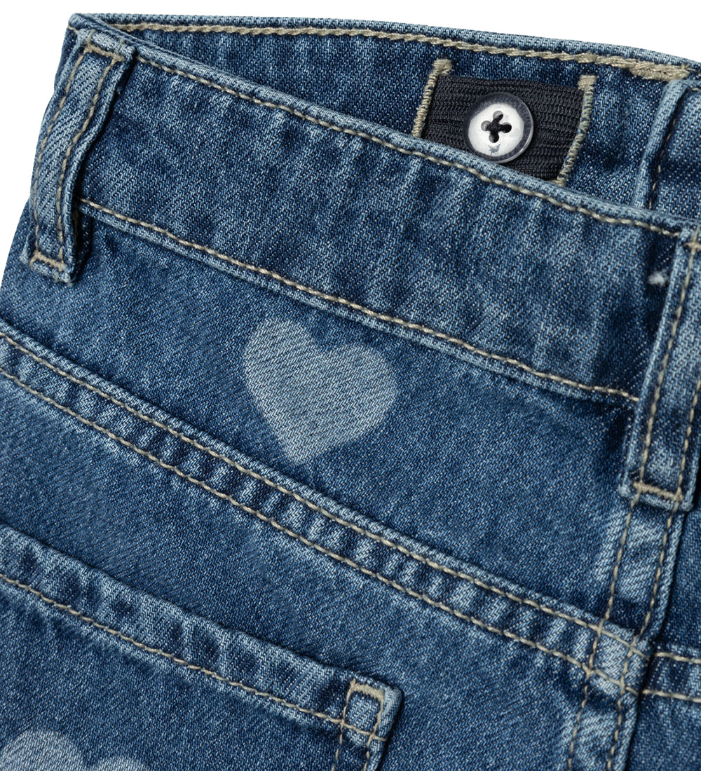 Name It Shorts - NkfRose - Denim Blue m. Hjerter