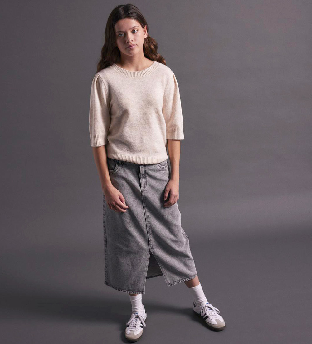 LMTD Nederdel - NlfGlizzauneven - Light Grey Denim/Stonewash