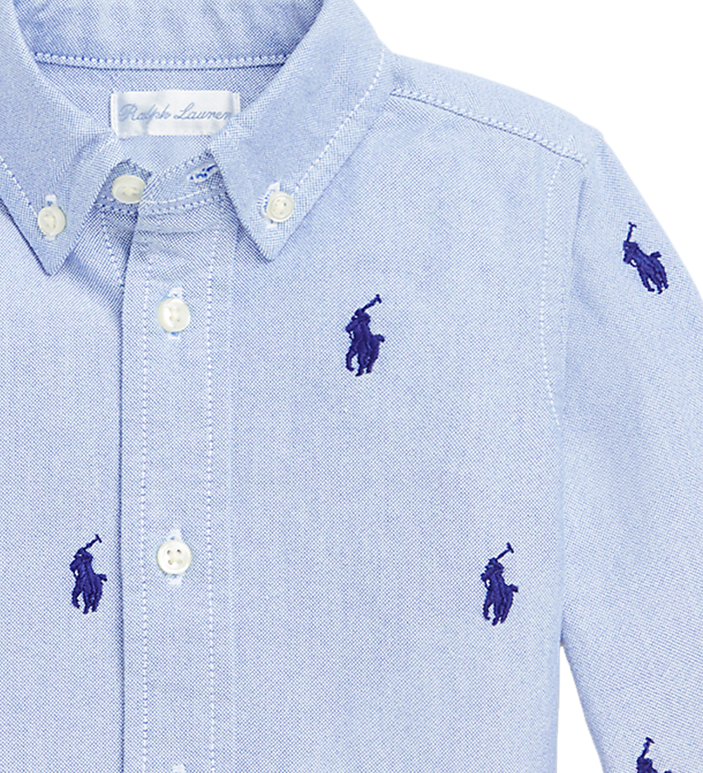 Polo Ralph Lauren Skjorte - Lyseblå/Navy m. Logoer