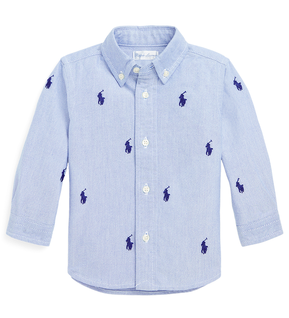 Polo Ralph Lauren Skjorte - Lyseblå/Navy m. Logoer