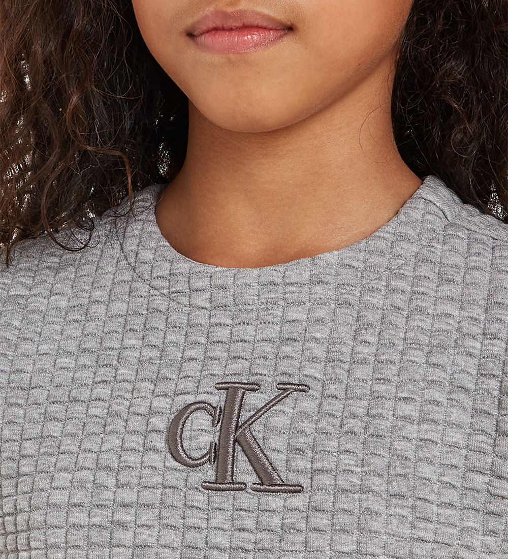Calvin Klein Kjole - Jacquard Quilted - Light Grey Heather