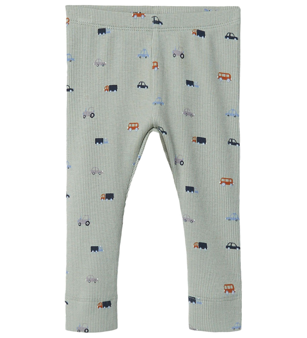 Name It Leggings - Rib - NbmDabu - Wrought Iron m. Køretøjer