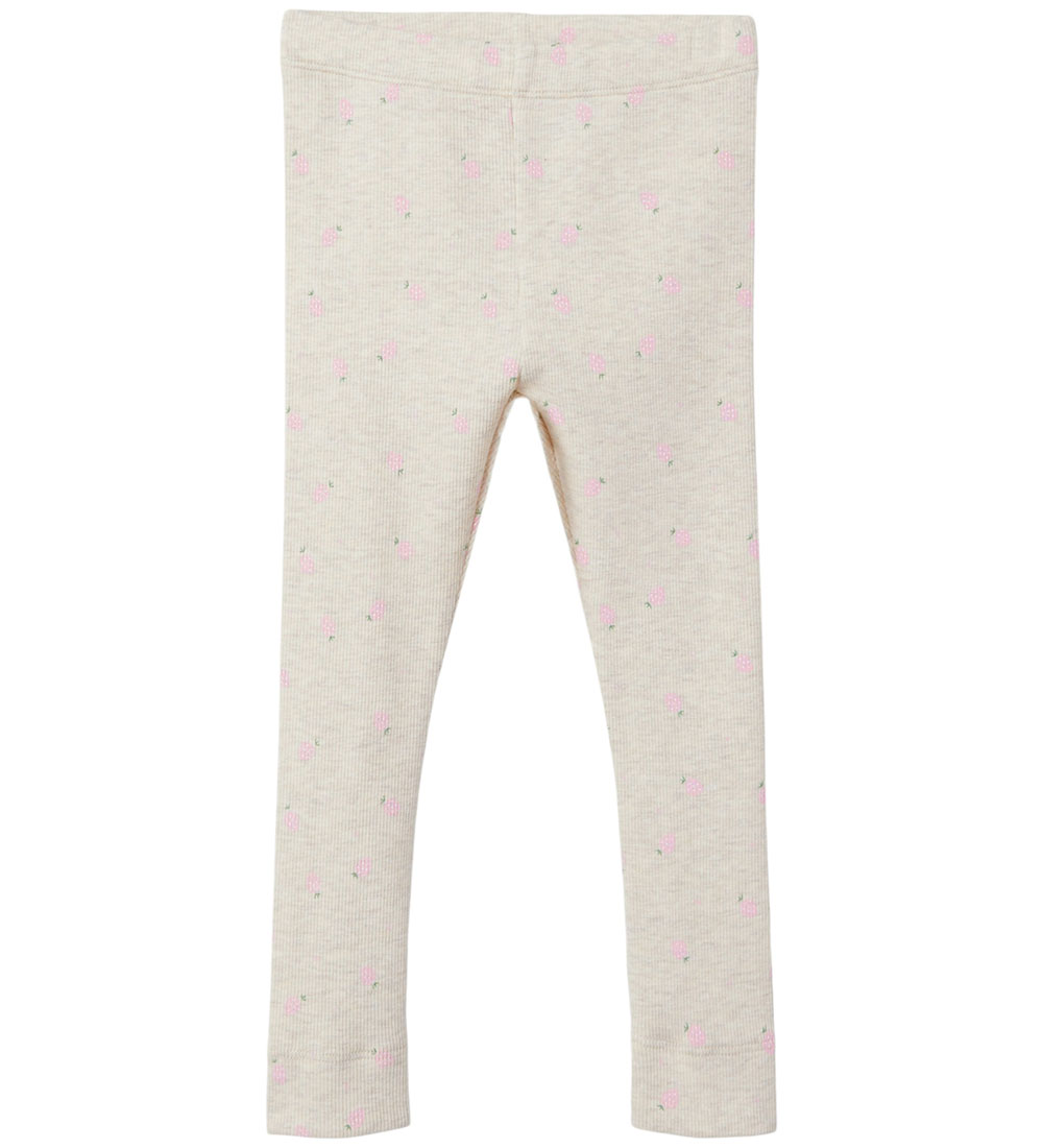 Name It Leggings - Rib - NmfDabua - Peyote Melange m. Jordbær