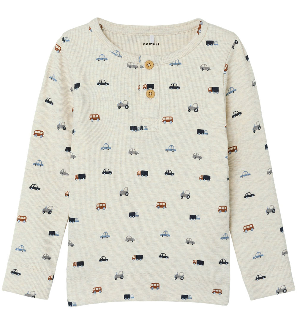Name It Bluse - Rib - NmmDabu - Peyote Melange m. Køretøjer