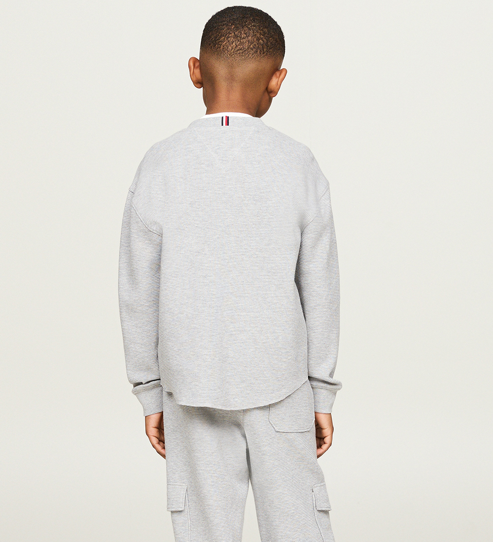 Tommy Hilfiger Bluse - Monotype Waffle - Light Grey Heather