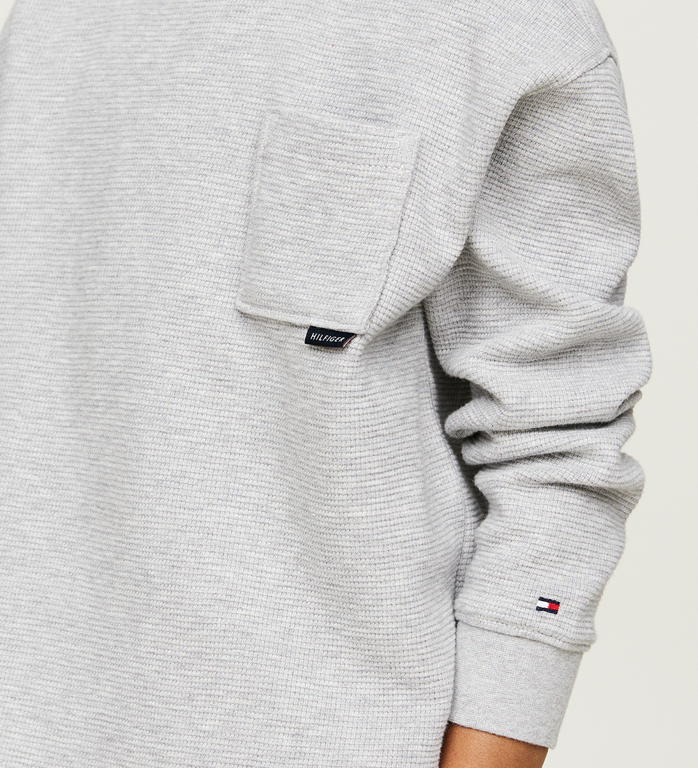 Tommy Hilfiger Bluse - Monotype Waffle - Light Grey Heather