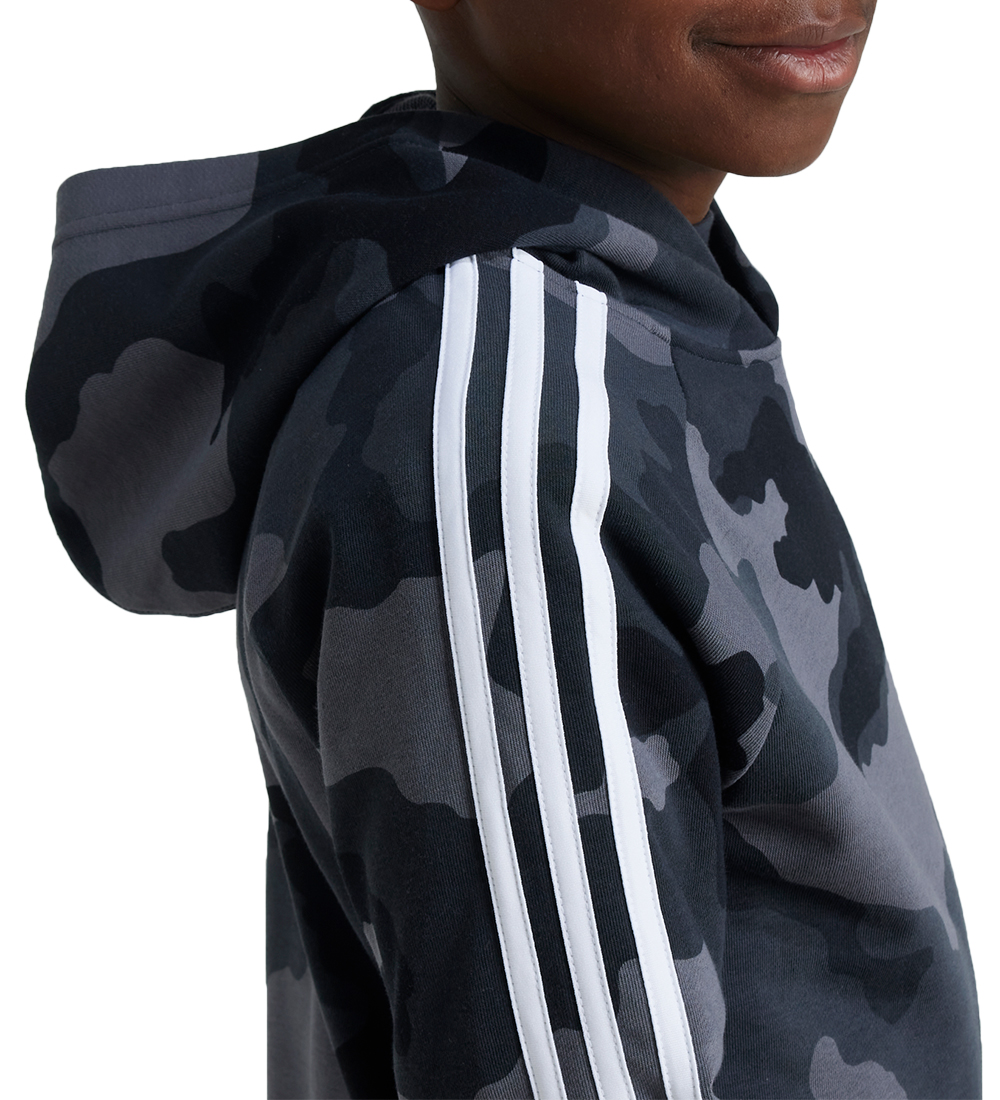 adidas Performance Hættetrøje - J BL CAMO FT HD - Grå/Sort