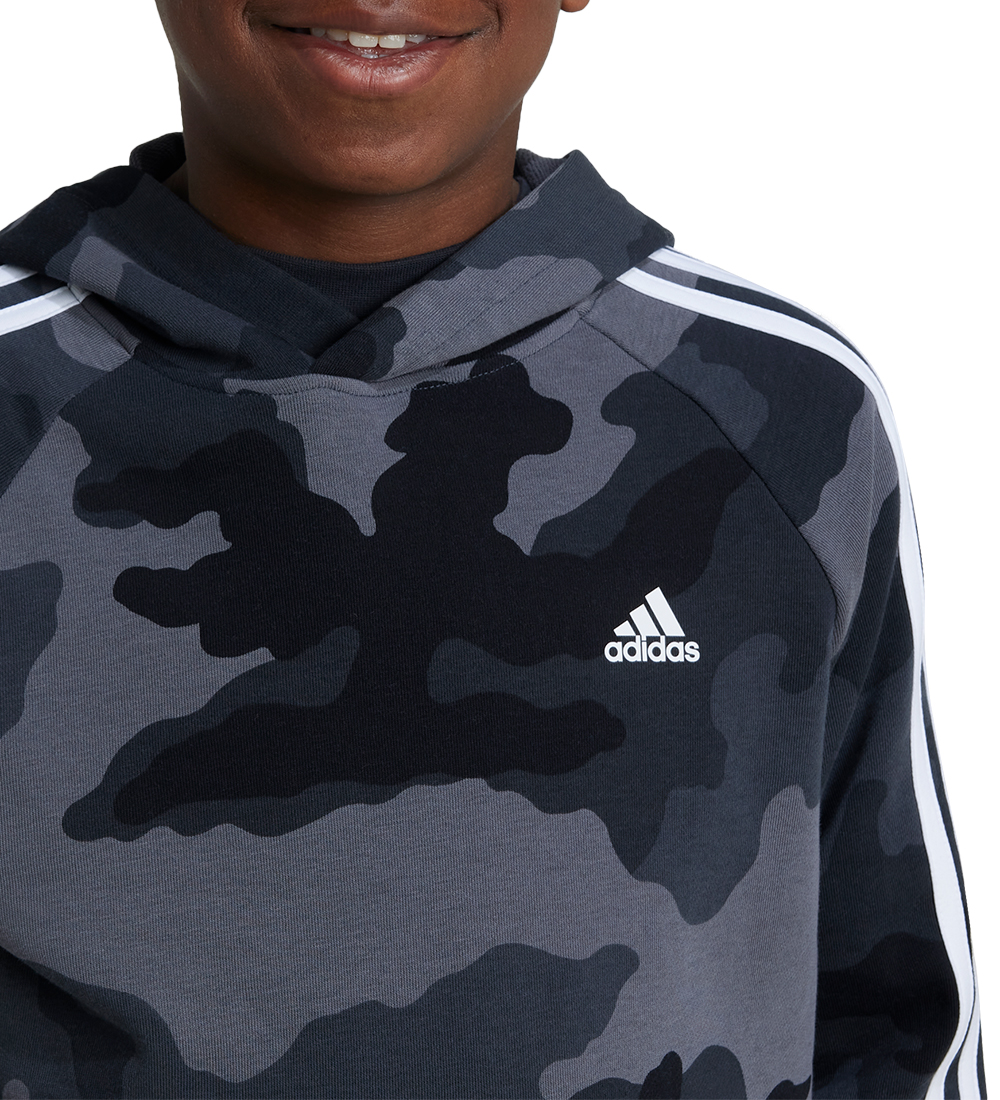 adidas Performance Hættetrøje - J BL CAMO FT HD - Grå/Sort