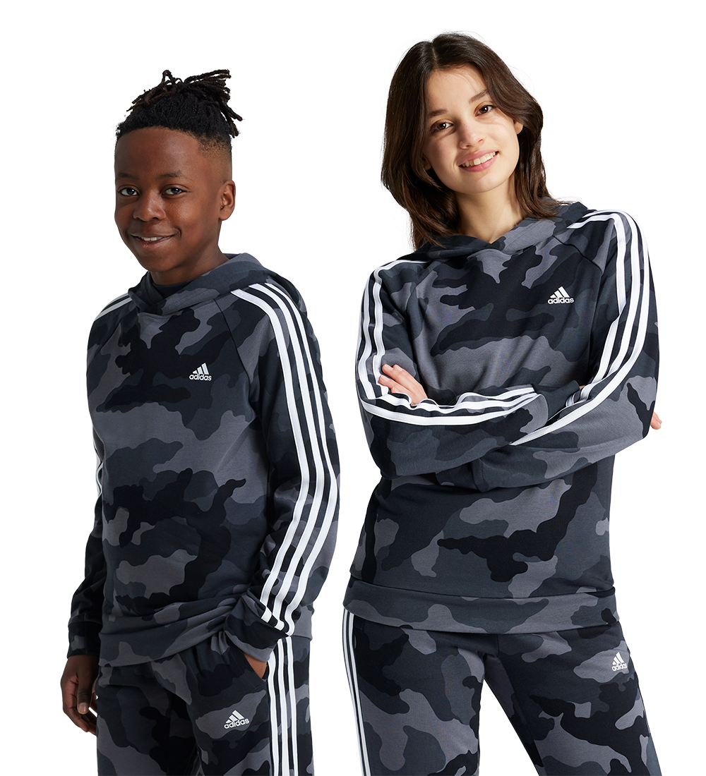 adidas Performance Hættetrøje - J BL CAMO FT HD - Grå/Sort