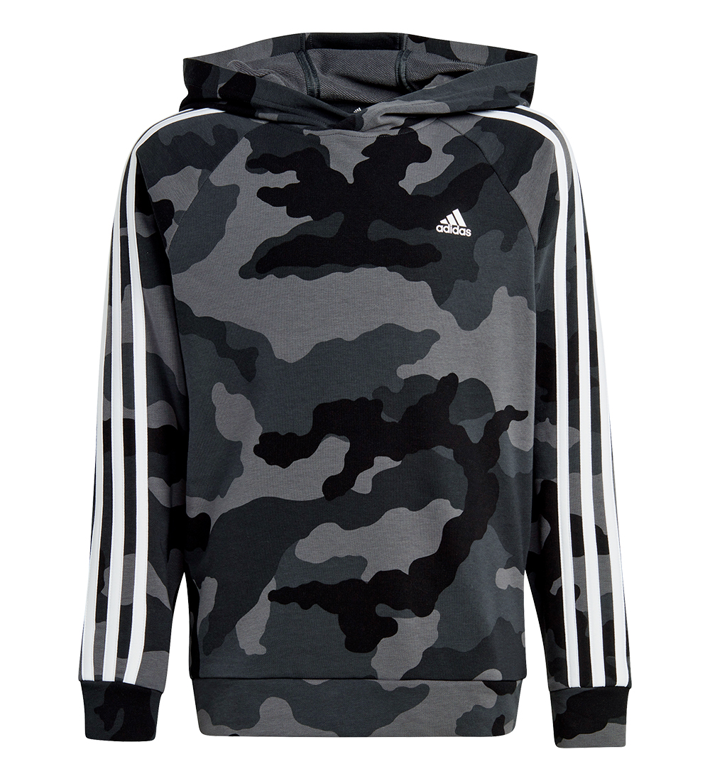 adidas Performance Hættetrøje - J BL CAMO FT HD - Grå/Sort