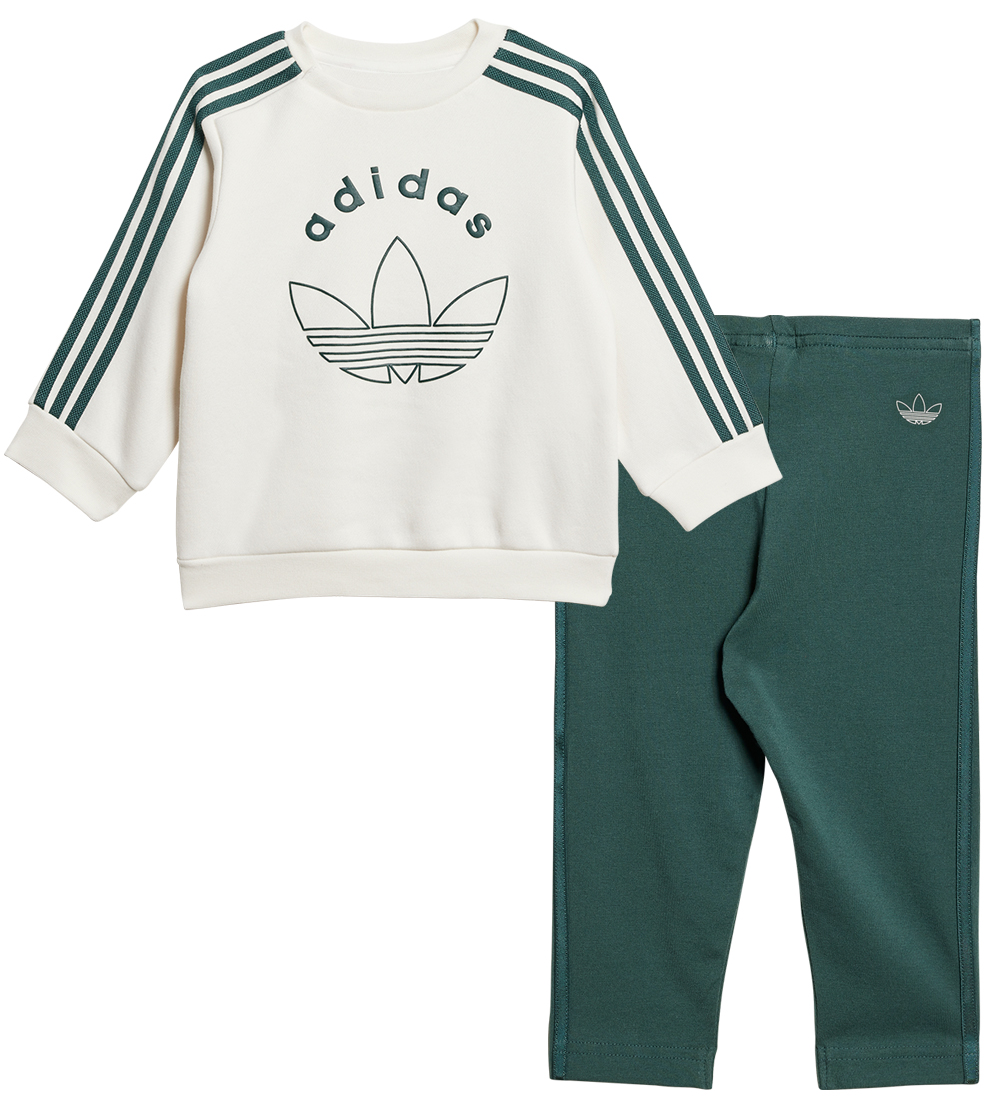 adidas Originals Sweatsæt - Crew - Hvid/Grøn