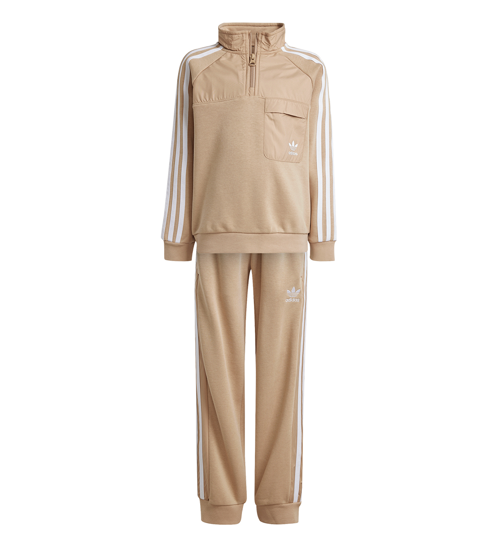 adidas Originals Træningssæt - Crew set HZ - Beige/Hvid