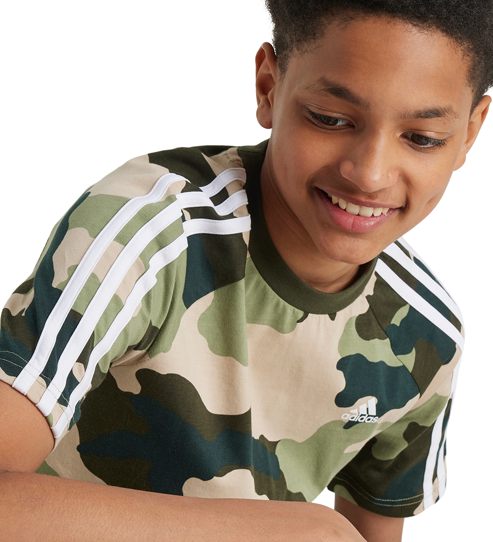 adidas Performance T-shirt - J BL Camo T - Grøn/Brun
