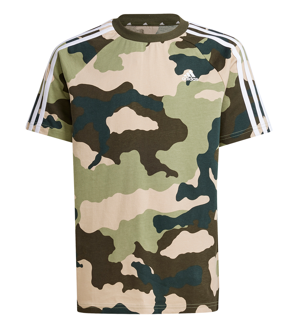adidas Performance T-shirt - J BL Camo T - Grøn/Brun