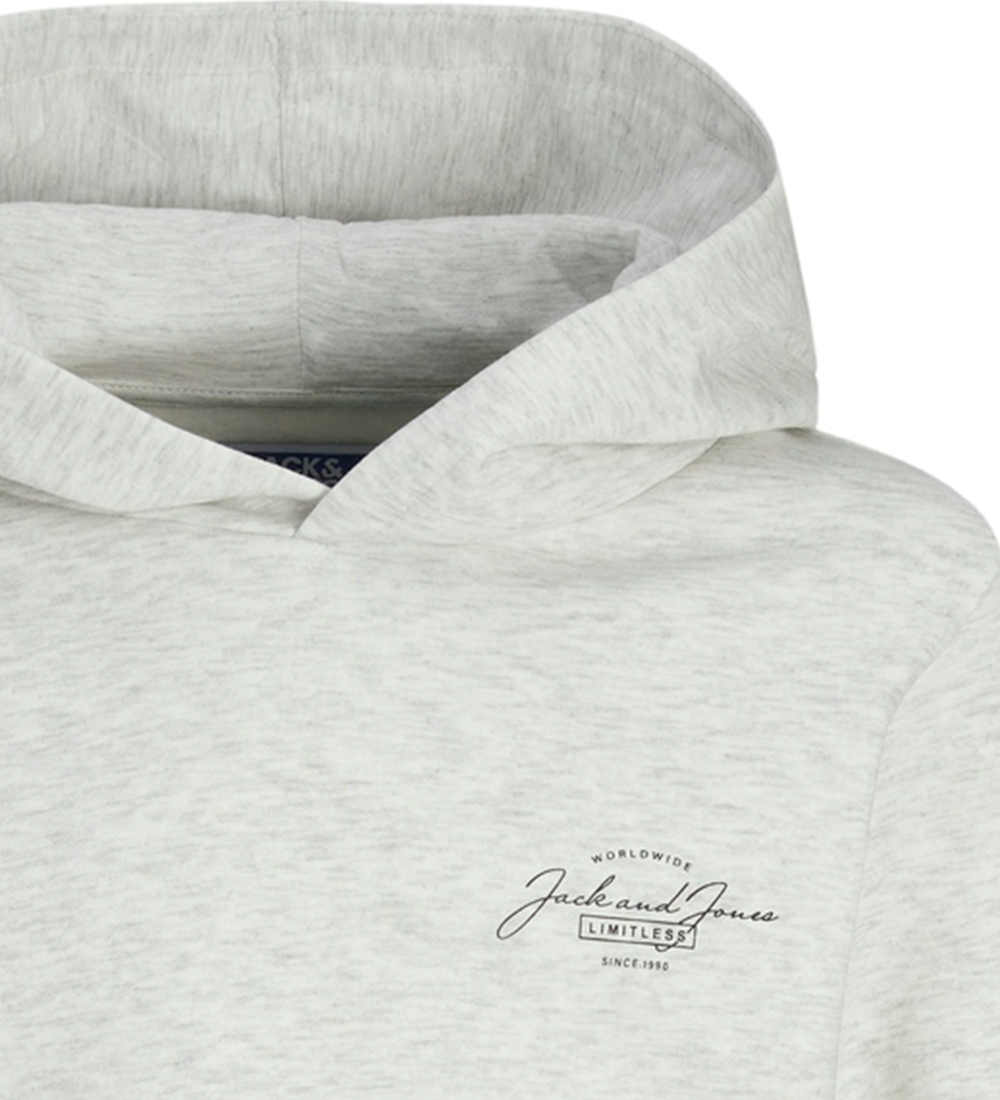 Jack & Jones Hættetrøje - JjFerris - White Melange/SAMLL