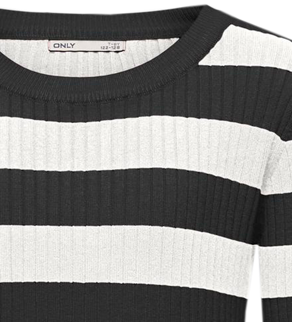 Kids Only Bluse - Strik - KogKarol - Black/Cloud Dancer