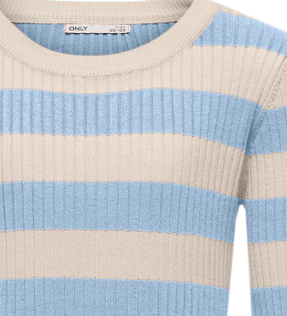 Kids Only Bluse - Strik - KogKarol - Birch/Cashmere Blue