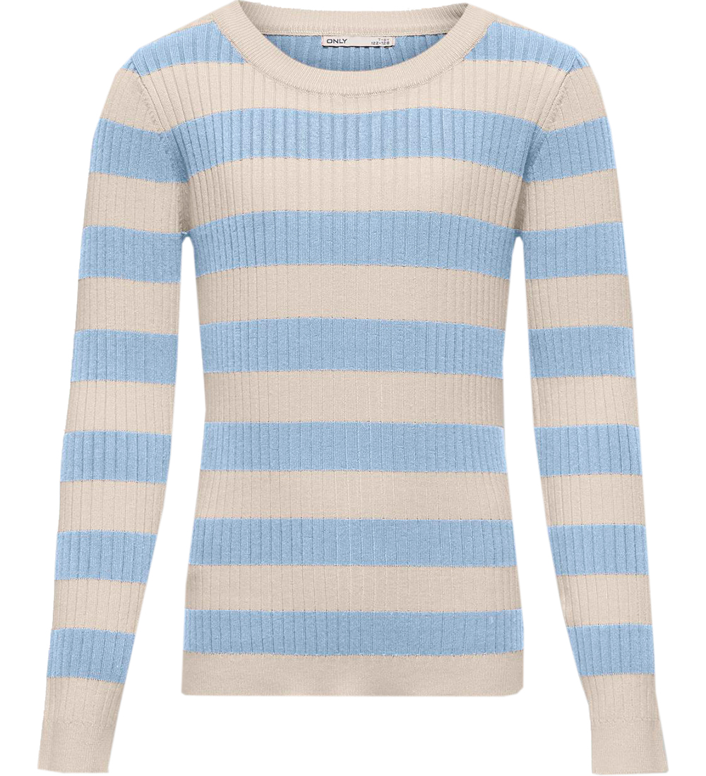 Kids Only Bluse - Strik - KogKarol - Birch/Cashmere Blue
